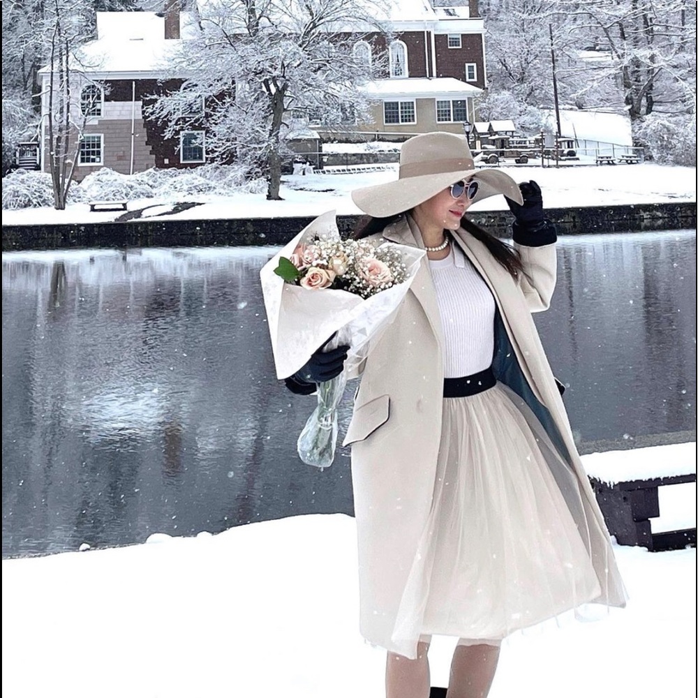 Handmade cream Tutu midi skirt S